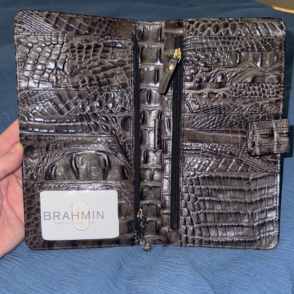 Brahmin Dark Brown Croc-Embossed Wallet